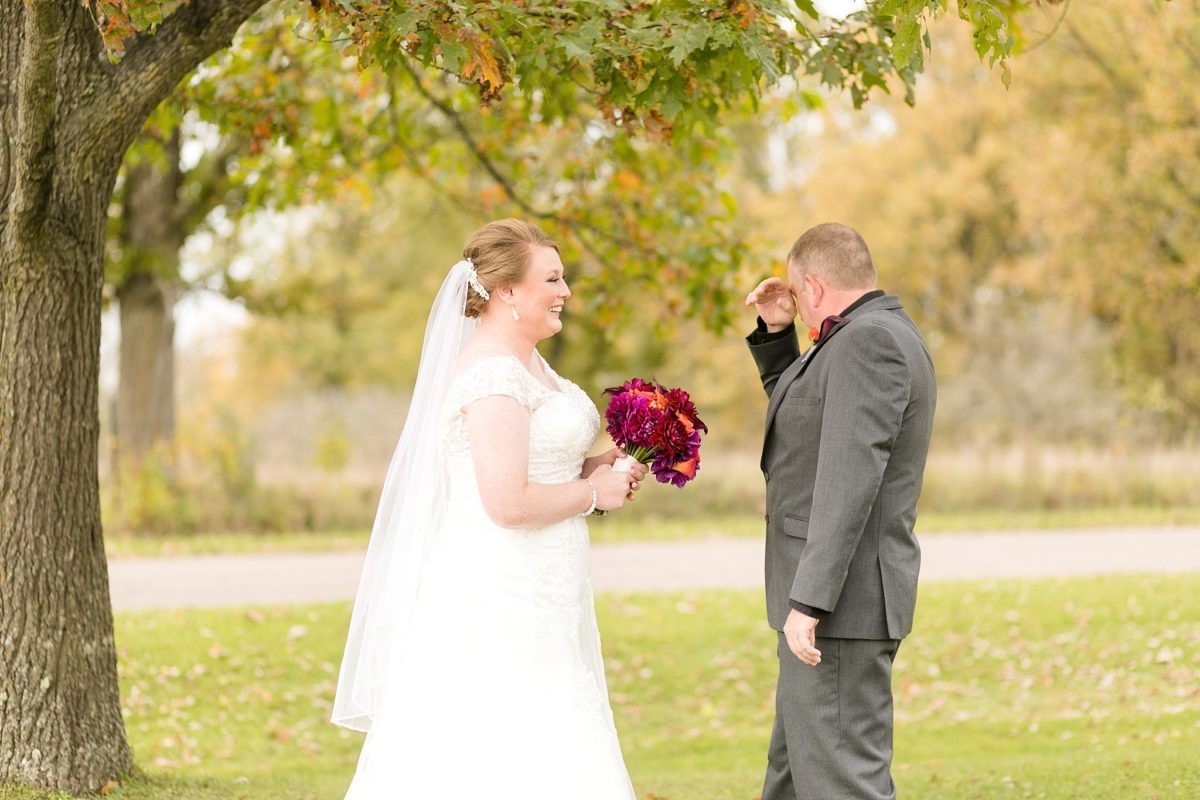 A beautiful fall Wisconsin wedding nestled in the hills near where Trudi grew up, Chad waited for her to spin him around and the waterworks began!