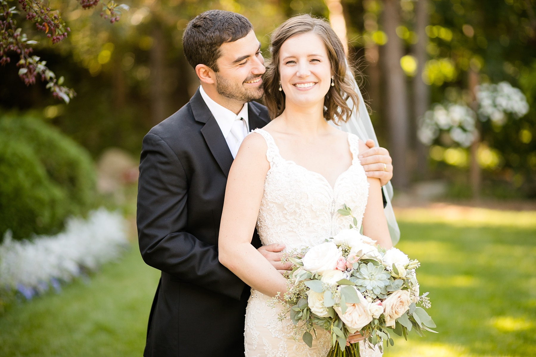Set under the pergola, Melanie & Derek shared their vows at their Florian Gardens wedding.