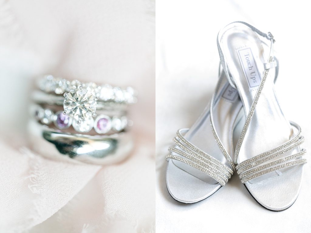 couples Tiffany & Co rings and brides shoes