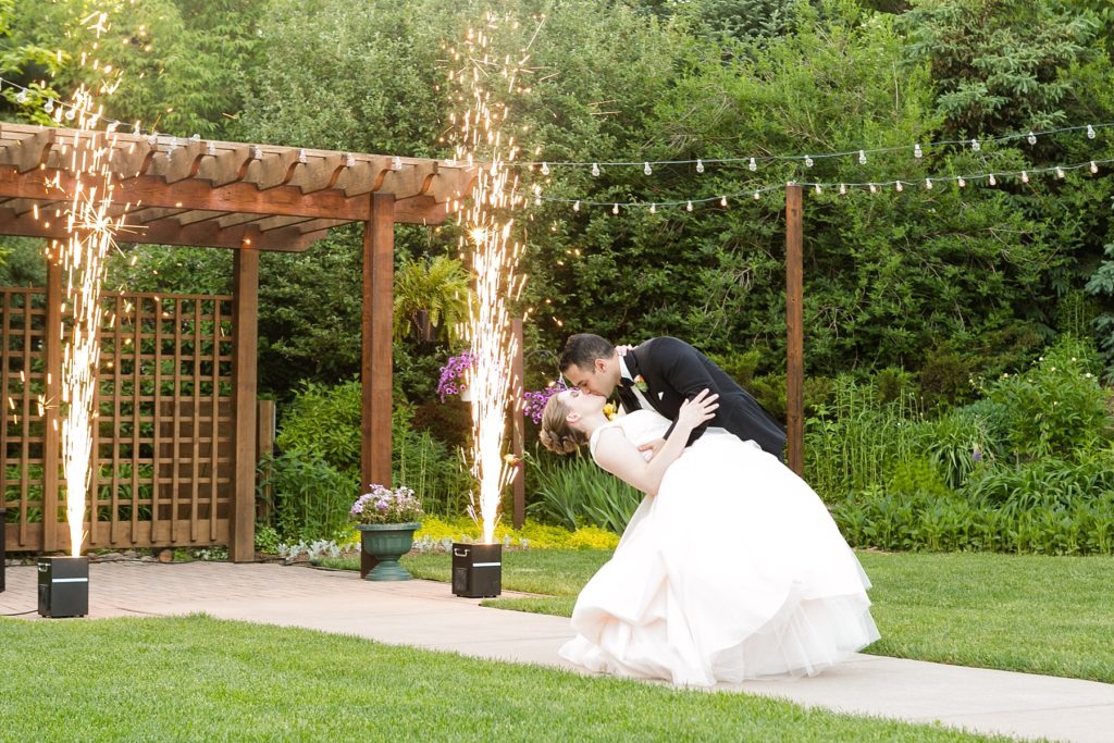 first dance with sparklers outside at The Florian Gardens