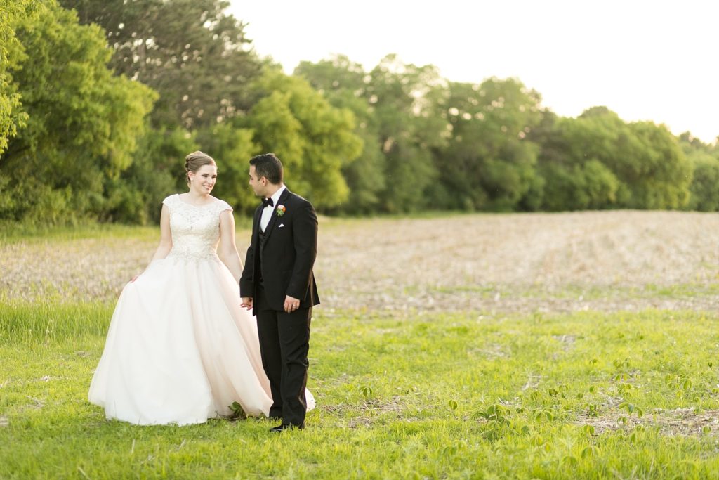 couple at dusk at their Eau Claire Wedding