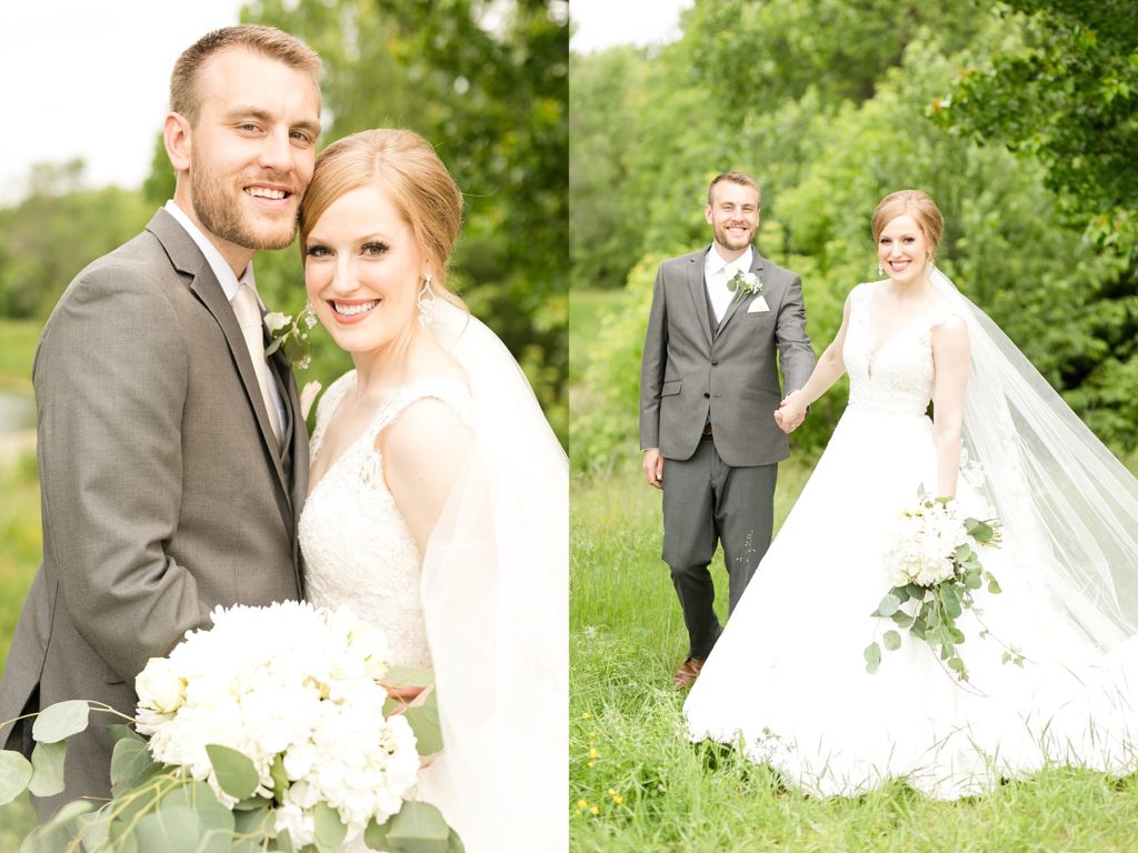 bride and groom portraits at wedding atThe Florian Gardens in Eau Claire