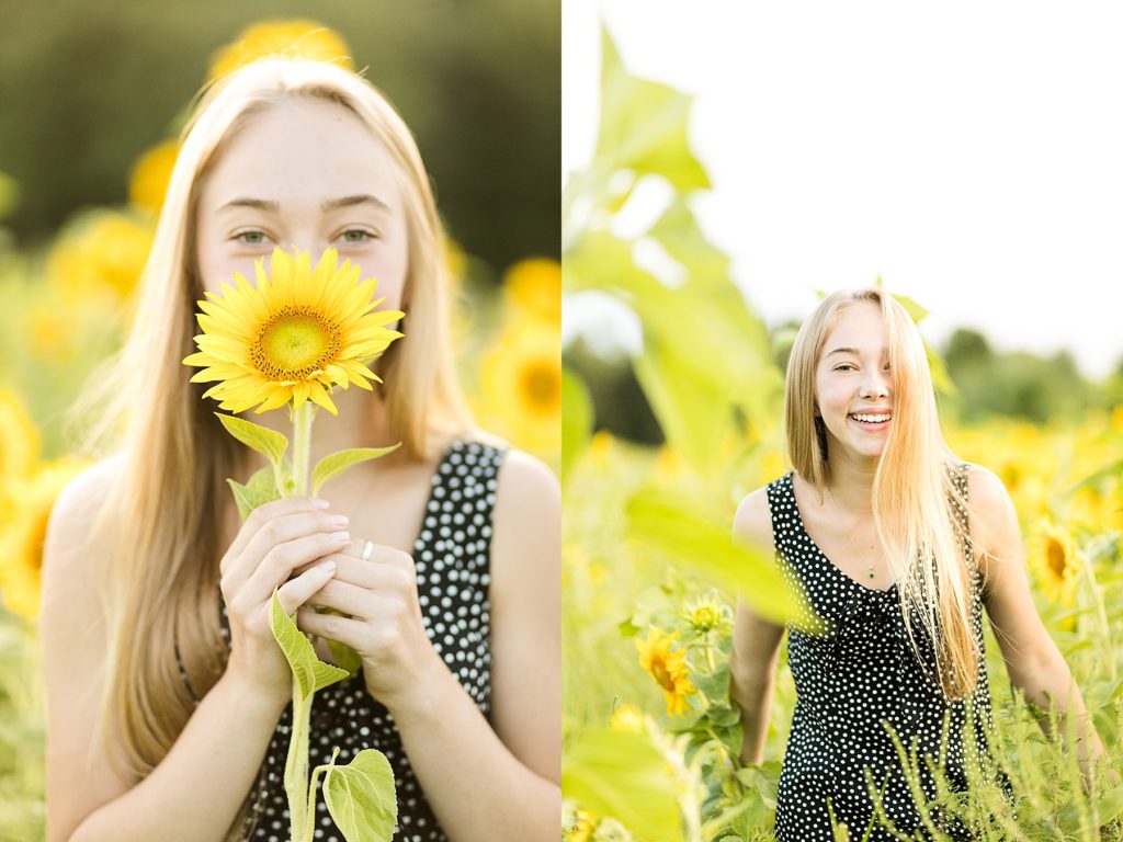 girl in a sunflower field  for her Eau Claire boho senior photos