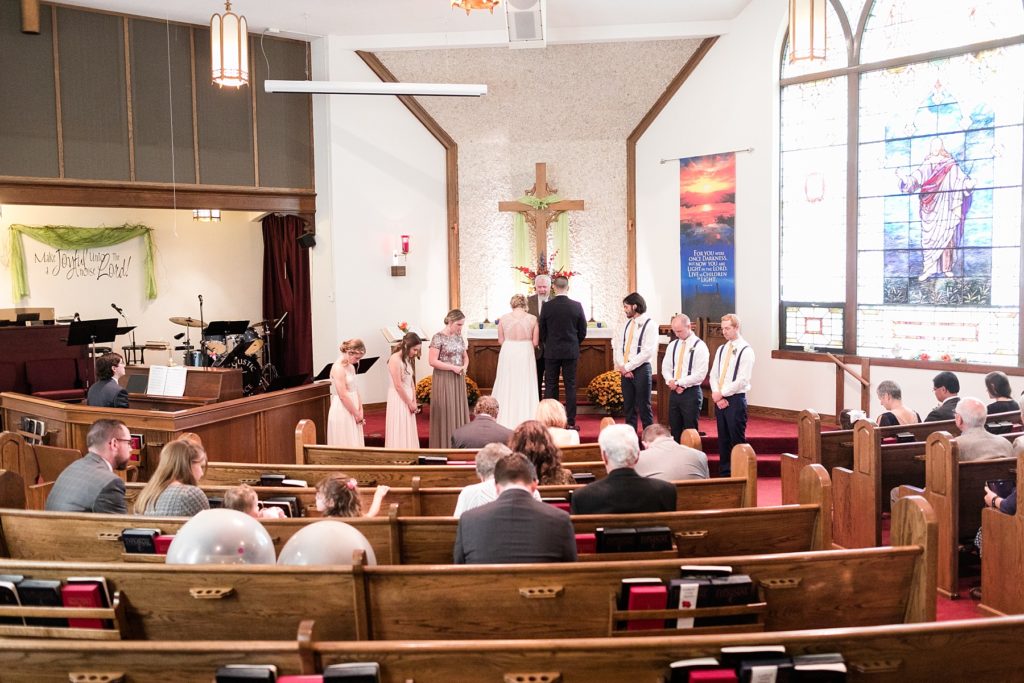 wedding ceremony at wedding at Zion United Methodist Church in Chippewa Falls