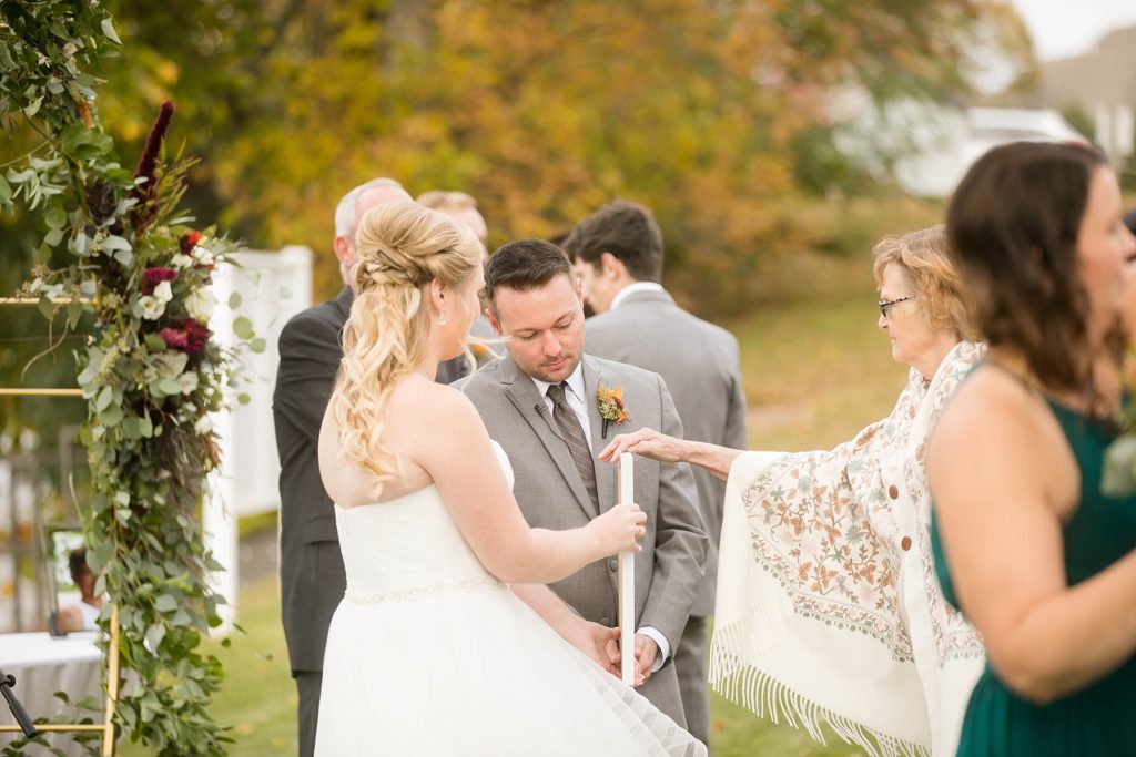 wedding ceremony outside at a wedding at Lake Wissota Golf & Events